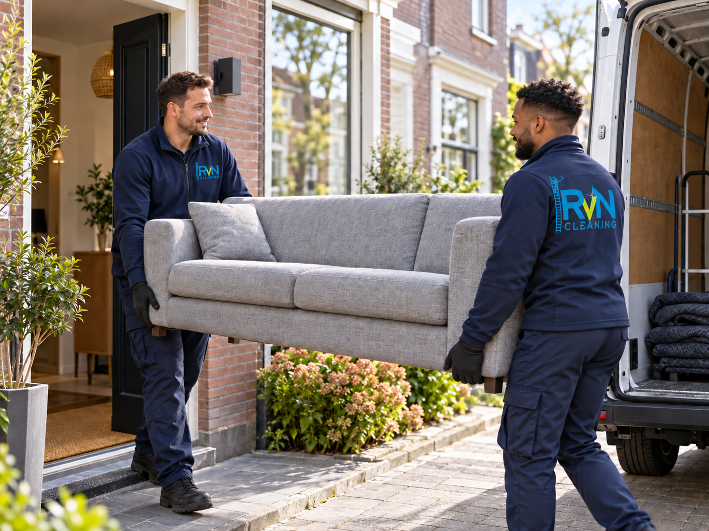 Professionele woningontruiming met meubels en verhuisdozen